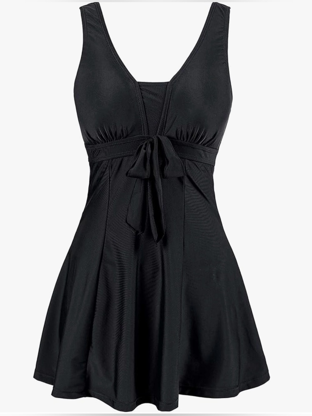 Wantdo Black Plus Size Tummy Control One Piece Swimdress 18W-20W